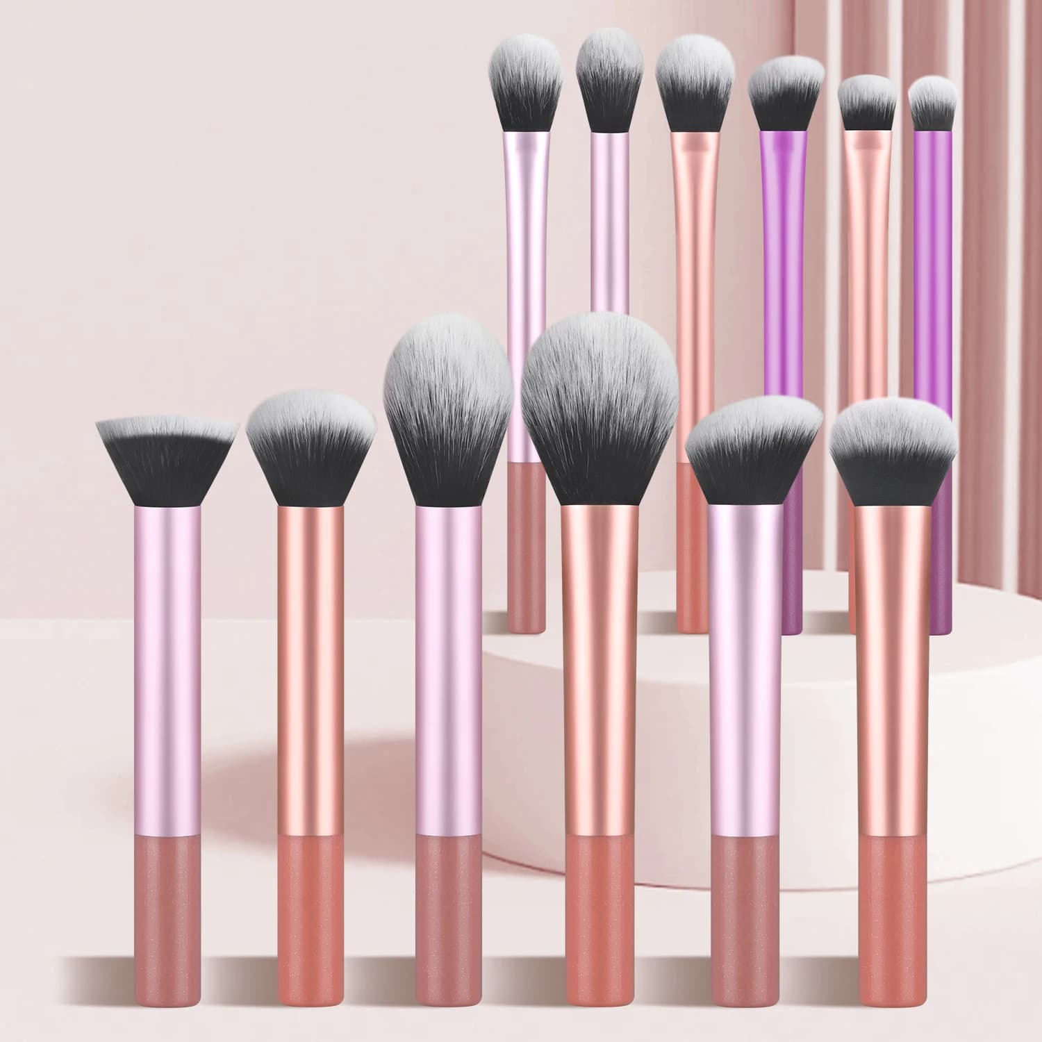 Set di pennelli per il trucco, 12 pennelli cosmetici multifunzionali professionali creativi per il trucco