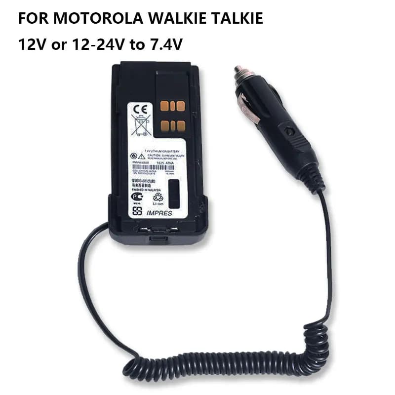 Caricabatterie per auto con eliminatore di batteria per walkie-talkie Motorola DP4801e/DP3601/DP2600e/APX900 con alimentazione da accendisigari