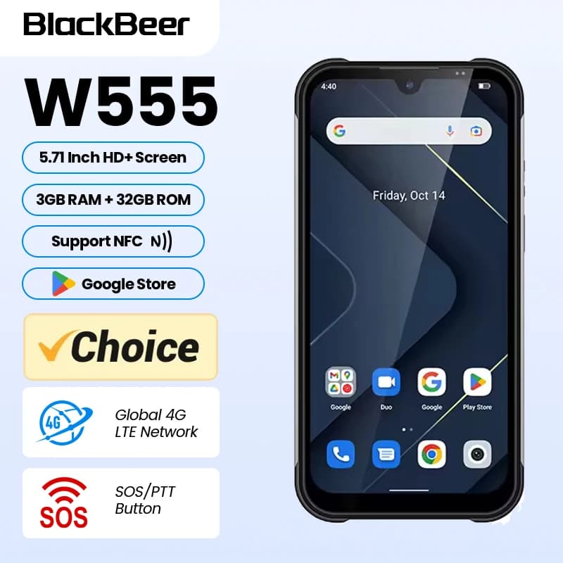 Versione globale UNIWA W555 4G NFC smartphone Android 12 3G + 32G 5.71 pollici Quad Core cellulari 4000mAh 13MP fotocamera posteriore PTT