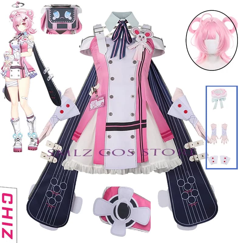 Costume Cosplay ZJB Game Neverness to Everness Chiz, Abito Lolita Dolce da Donna, Set con Parrucca, Outfit Uniforme per Festa di Halloween