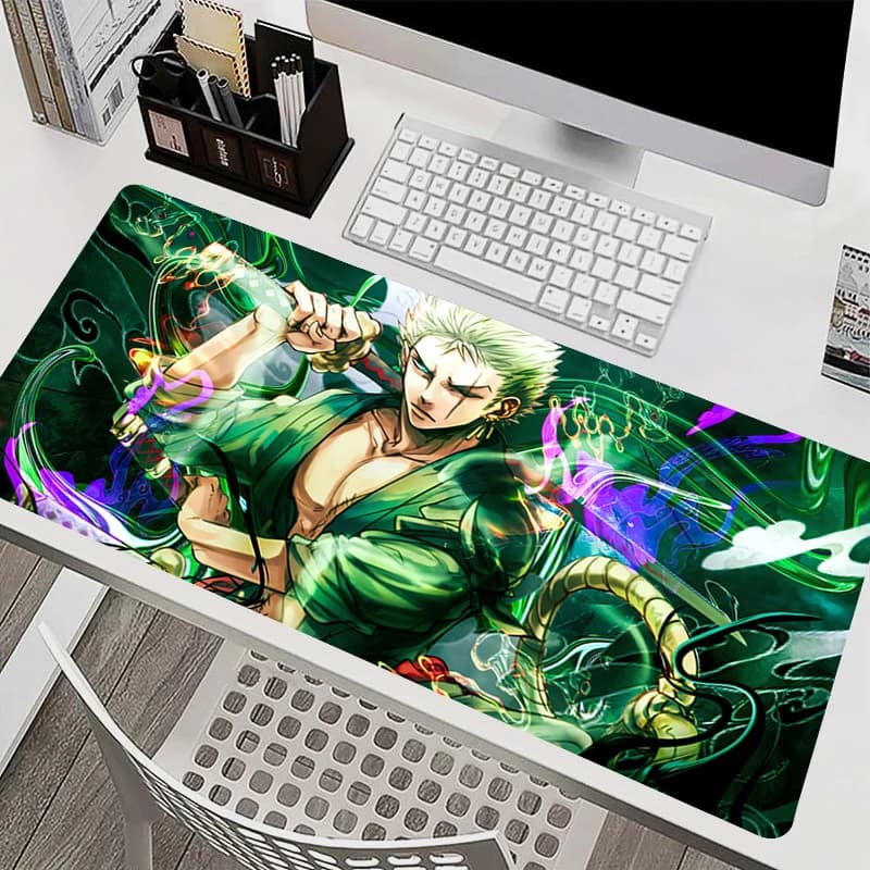 Tappetino per mouse Accessori per PC Tappetino per tastiera Tappetino per scrivania Tappetino per mouse antiscivolo HD One Piece Zoro Tappetino per tablet in gomma Tappetino esteso per giochi
