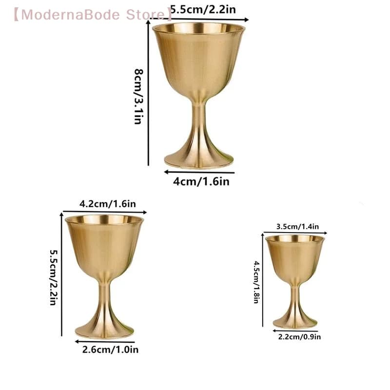 【M】1 pz. Tazza Vintage in Ottone S/M/L, Bicchiere da Vino Rosso, Ottima Finitura Lucida, Portatile, Bordo Liscio, Tazza per Acqua e Birra, Articoli per Bevande per Feste e Bar