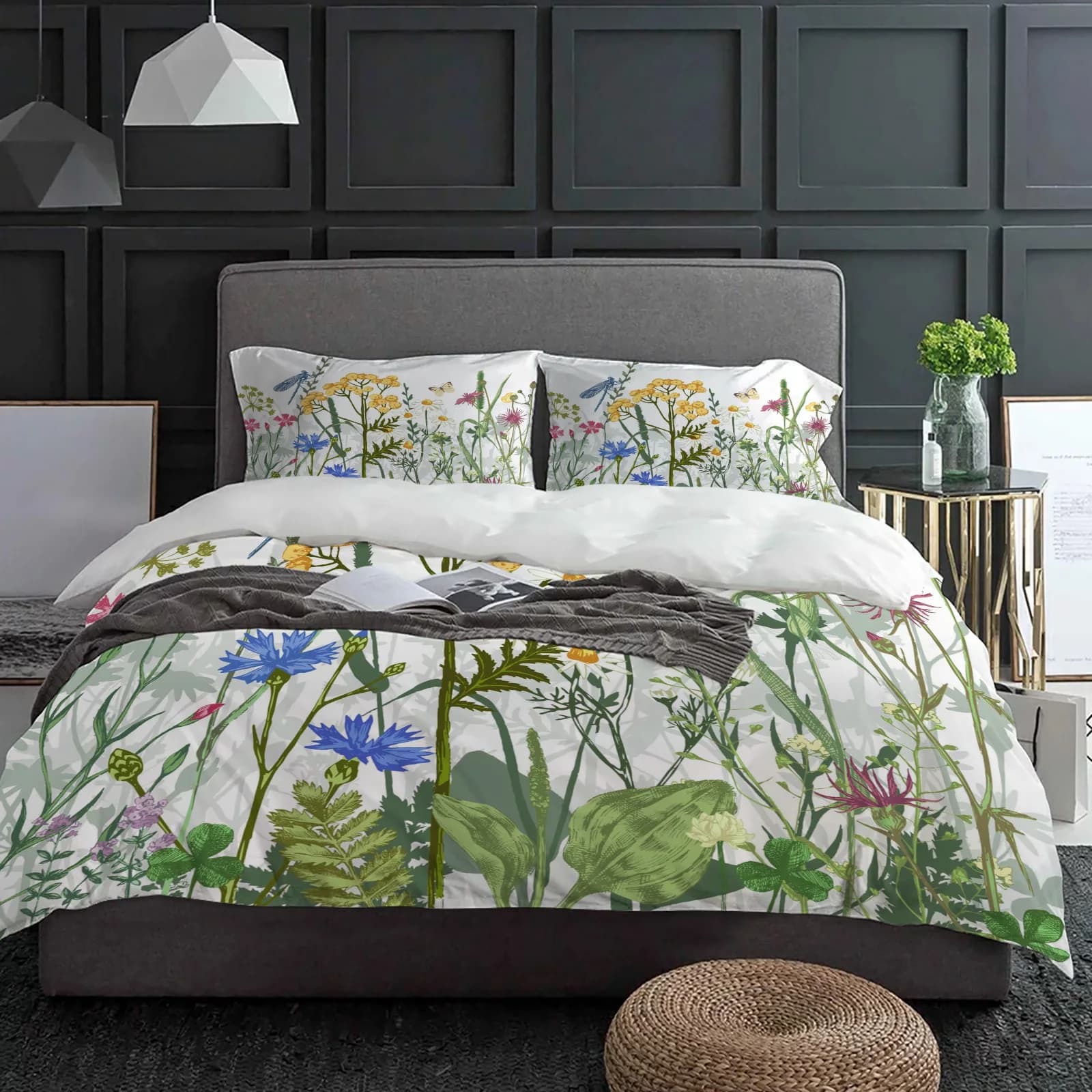 Fiori Farfalla Libellula Set biancheria da letto 3 pezzi Copripiumino Federa Copripiumino per bambini per adulti Set letto matrimoniale Tessili per la casa