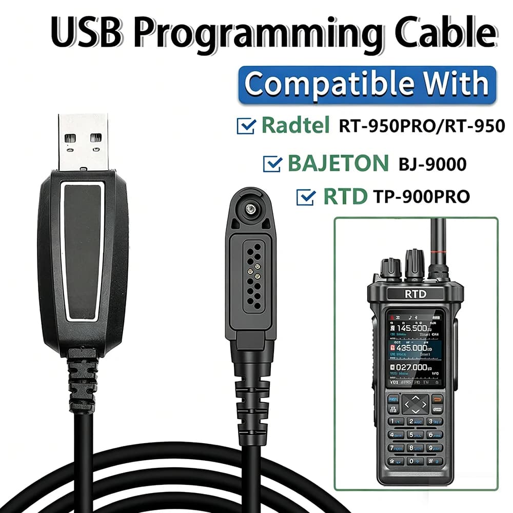Cavo di programmazione USB per Radtel RT-950 PRO RT-950 Bajeton BJ-9000 RTD TP-900PRO Walkie Talkie compatibile con sistema Windows