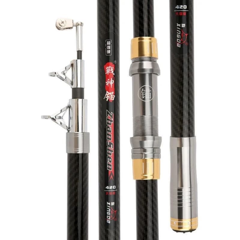Canna da pesca 3.6M-4.5M, oltre 50kg, resistente, super rigida, per lancio a lunga distanza, telescopica, in carbonio, per pesca in mare e dalla barca.