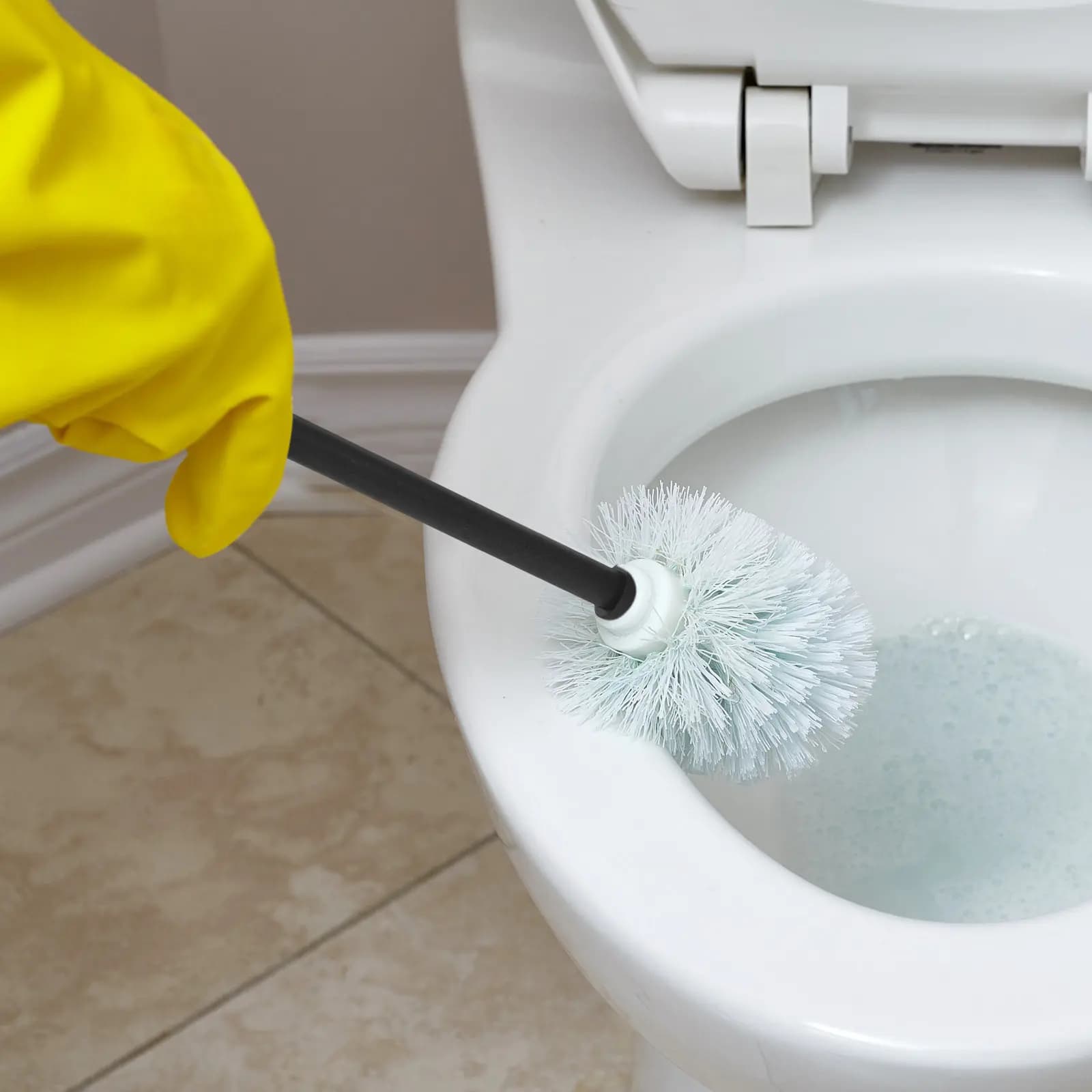 2Pcs Toilet Brush Handle Replacement Rust Resistant Iron Plastic Simple Minimalist Toilet Brush Parts Long Handle