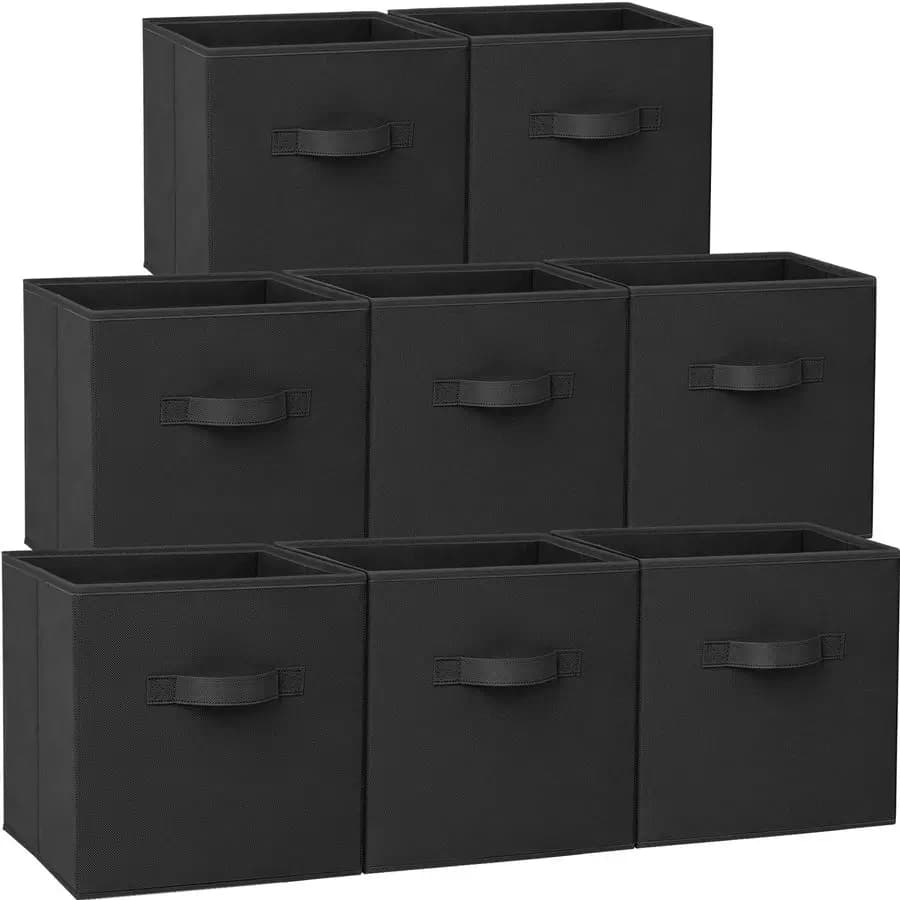 Large Leather Containers 13 Inch, Fabric Containers Resistant for Shelves and Cabinets, Cubic Organizer, Pack 8, Cube Folding Containers