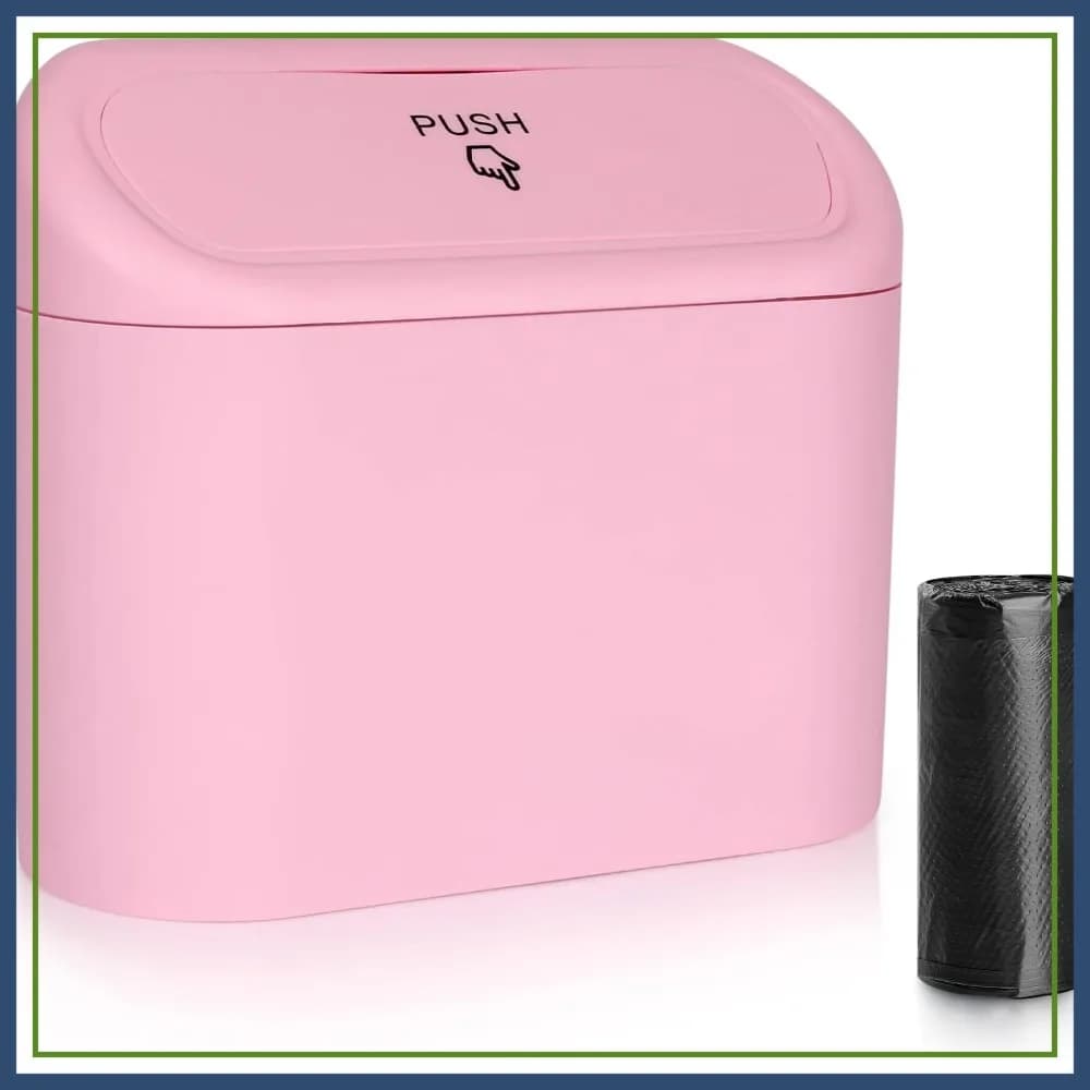 Cestino per auto con coperchio, mini contenitore per rifiuti per auto, SUV, camion, organizer portatile a prova di perdite, rosa