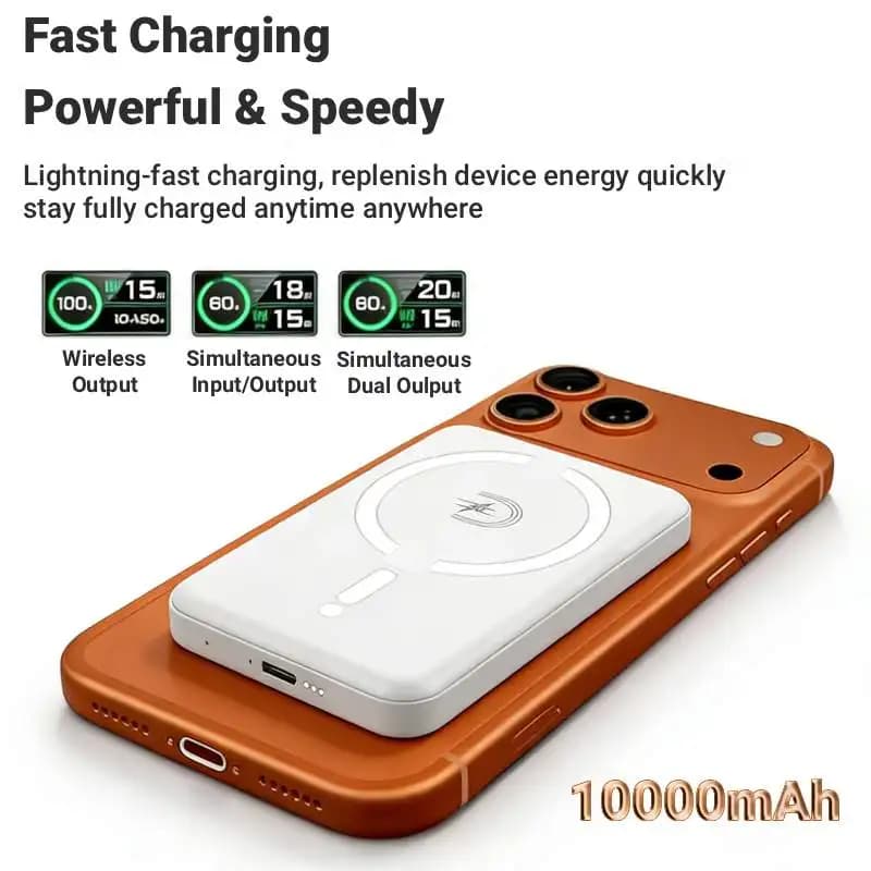 Power Bank 10000mAh, Caricabatterie Portatile con Ricarica Wireless 15W e Ricarica Rapida PD 20W, Batteria Magnetica Potente per iPhone 17/16/15/14/13