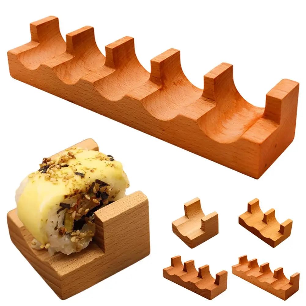 Porta Sushi Giapponese in Legno a 1/2/3/4 Scomparti, Supporto a U per Taco e Snack, Piatto Espositore per Cucina, Barca per Sashimi e Sushi