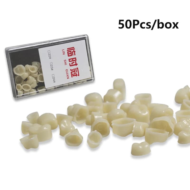 Kit corona temporanea dentale da 50 pezzi/scatola - Per denti e molari anteriori/posteriori (contenitori e strumenti di sbiancamento)