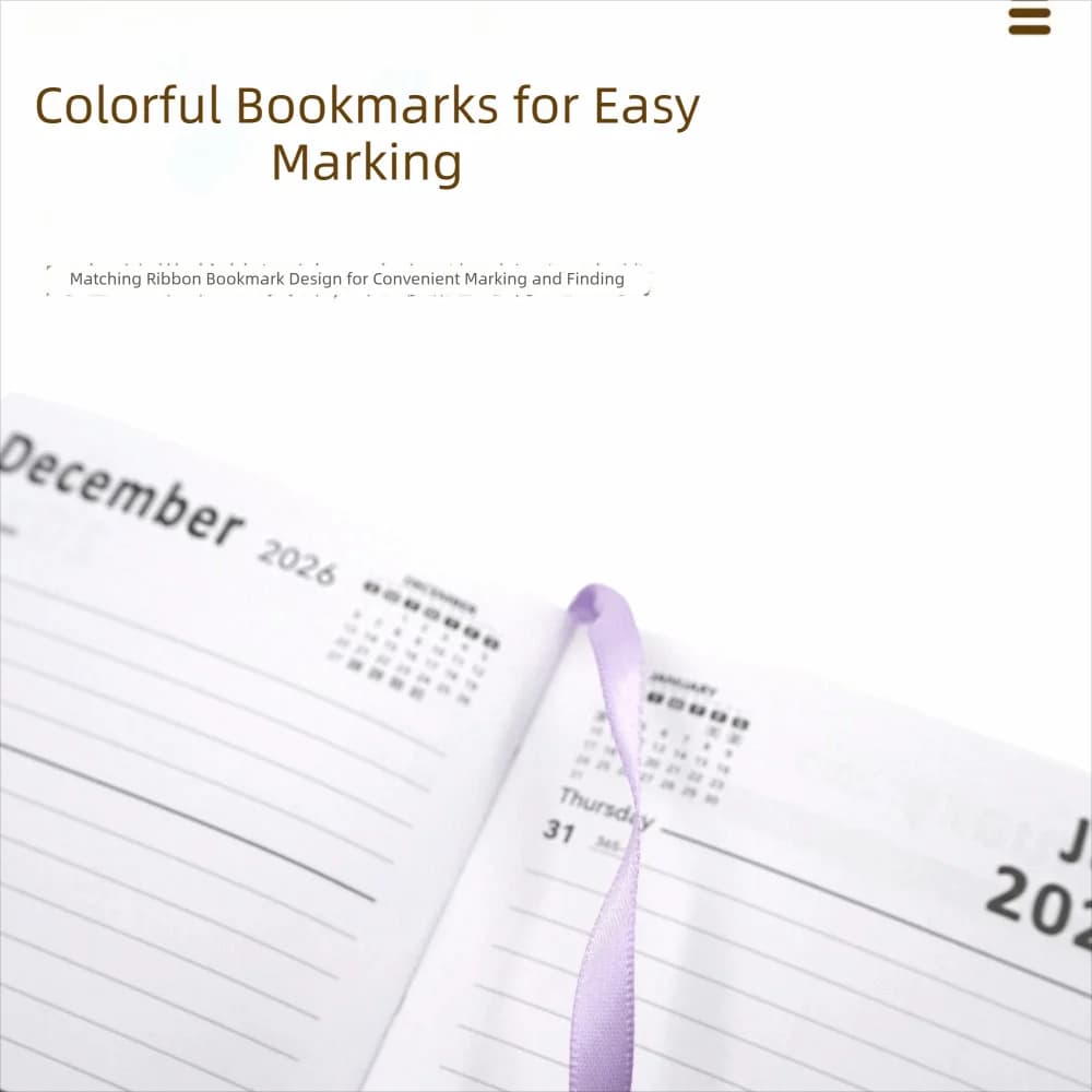 Agenda inglese 2026 Blocco note in pelle PU Pagine complete in inglese Lista delle cose da fare Notebook portatile resistente all'usura