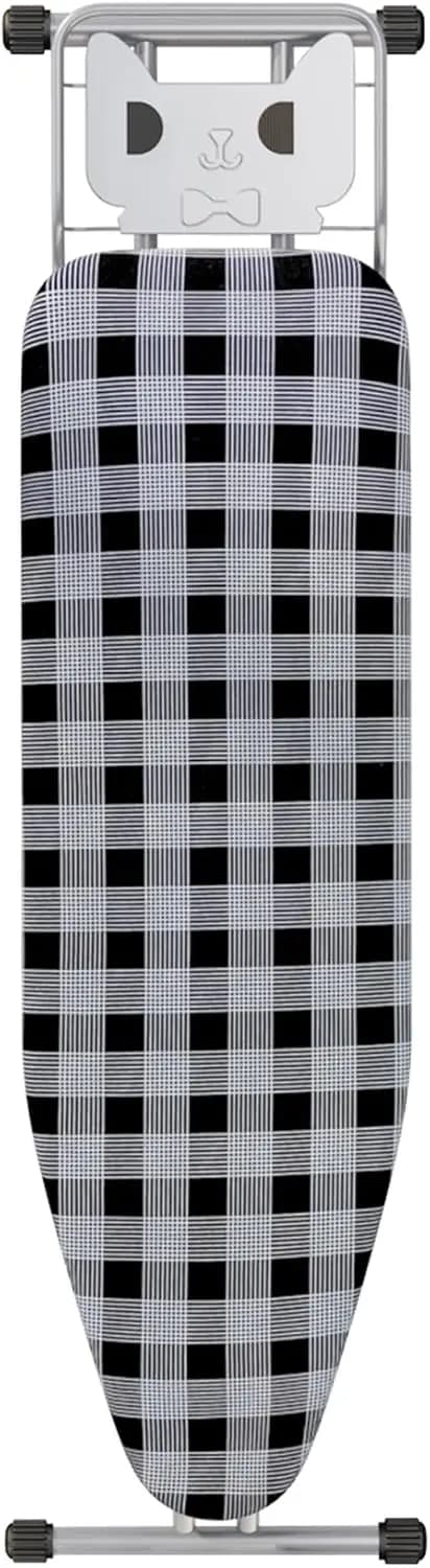 Asse da stiro 13" x 43" con copertura imbottita spessa, altezza regolabile, tessuto resistente al calore, piedini antiscivolo, facile da piegare, colore grigio