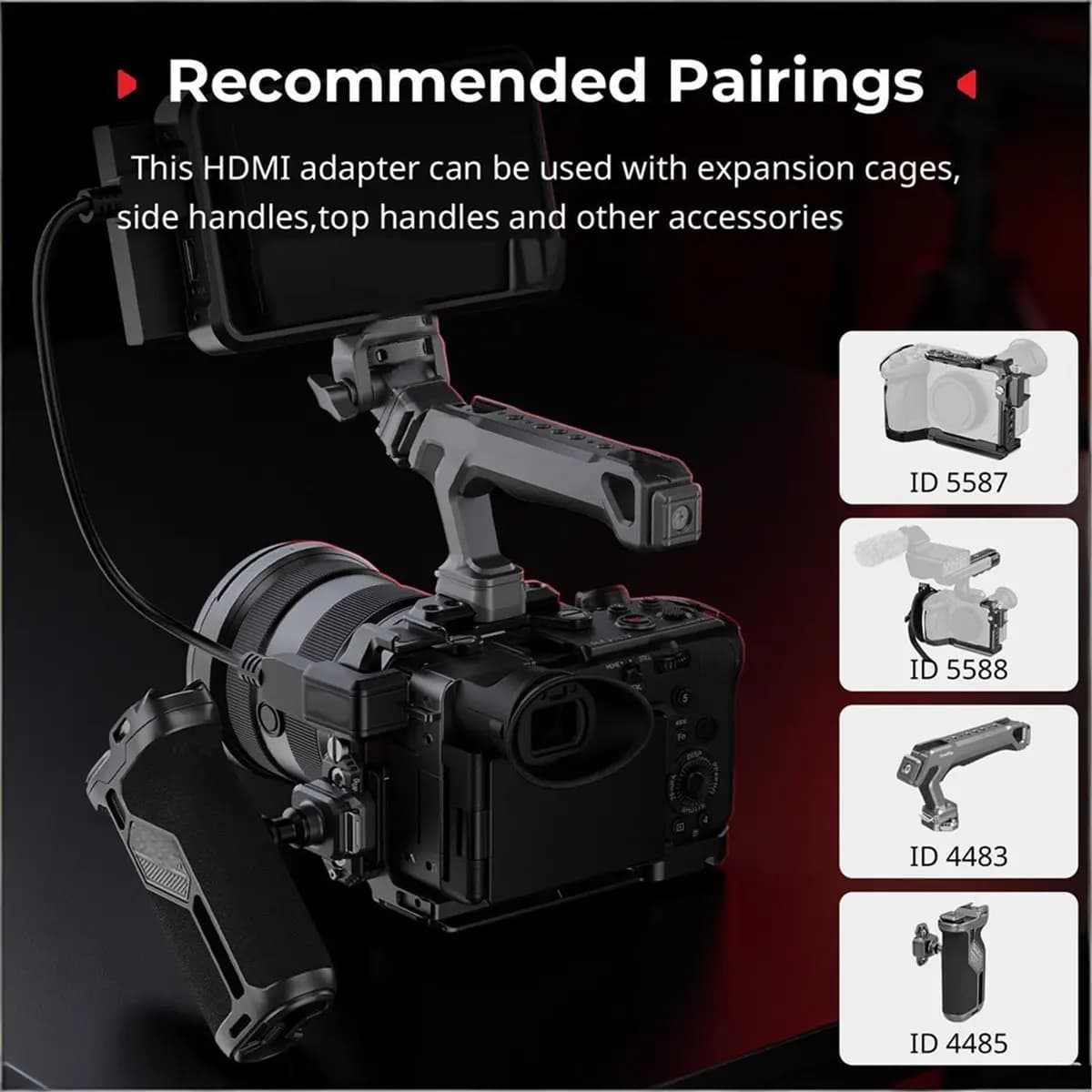 ABSF high definition cable adapter compatible with HDMI for Sony FX2 Toolless installation for seamless vertical shooting