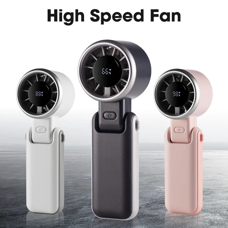 Handheld Mini Fan Foldable Portable Neck Hanging Fans 5 Speed Rechargeable LED Display,3-IN-1 Portable Fan for Travel Beach