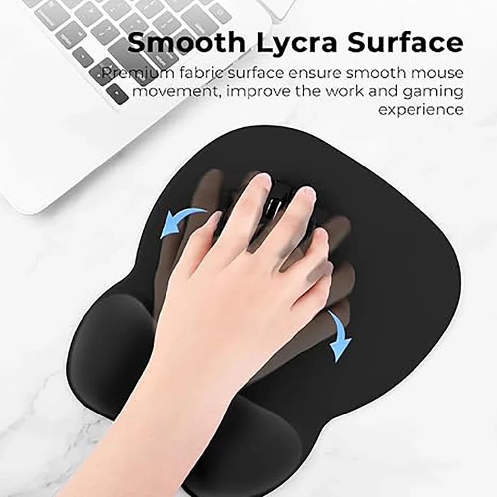 Tappetino per mouse con supporto per il polso, tappetino per mouse ergonomico con poggiapolsi in memory foam e base antiscivolo Accessori per scrivania da ufficio-Nero
