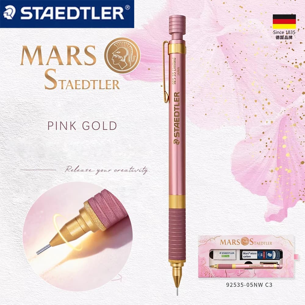 New German STAEDTLER Mechanical Pencil 92535 Gold-plated Powder Limited Gift 0.5mm Painting Sketching Writing Art Supplies