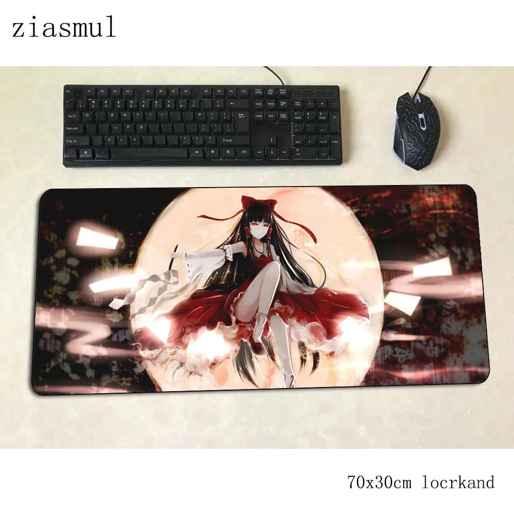 Reimu Hakurei Mouse Pad PC Gamer Completo Deskmat Gaming Mousepad Tappetini per mouse di grandi dimensioni XXL Anime antiscivolo Tastiere carine Tappetini da scrivania