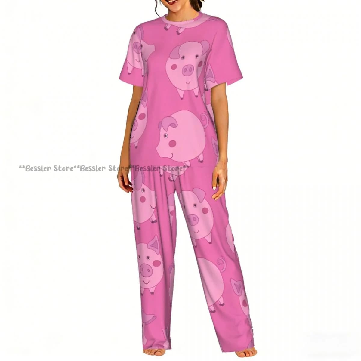 Set Pigiama with Nice Maialini Cartoon, Clothing from Home to Sleeves Court for Women