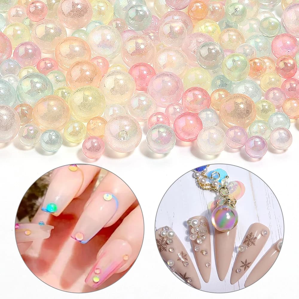 100/200Pcs No Hole Spacers Acrylic Beads Plating Color Lmitation Pearl Round Beads for DIY Jewelry Bracelet Pendant Accessories