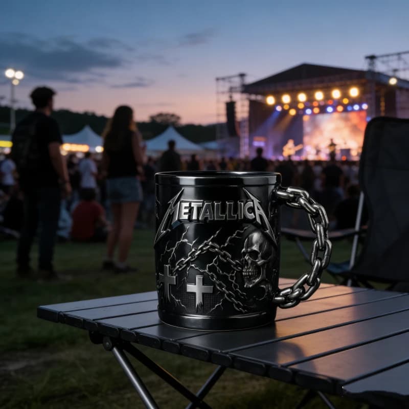 Boccale da Birra in Metallo con Teschio - Design in Resina con Rilievo, Articolo da Collezione Unico a Tema Rock