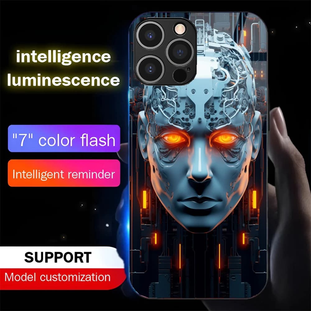 Future Brain Design Smart LED Light Glow Tempered Glass Phone Case For Samsung S26 S25 S24 S23 S22 S21 S20 FE Note 20 Plus Ultra