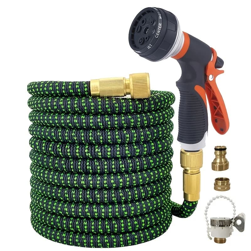 Tubo per irrigazione casa e giardino con giunto bimetallico flessibile e pistola ad acqua regolabile per lavaggio auto, accessori per irrigazione giardino