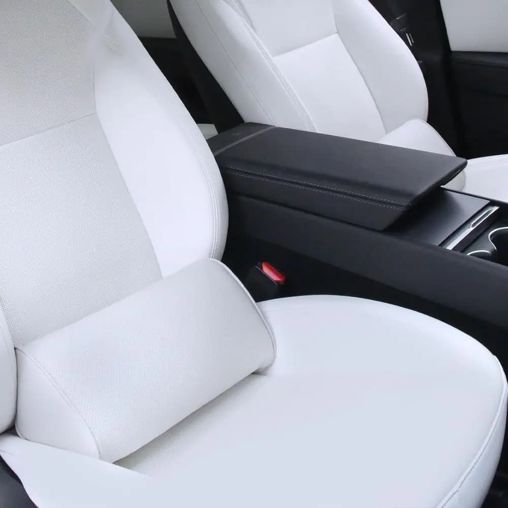 Cuscino ergonomico per supporto lombare in memory foam per sedili auto e sedie da ufficio, bianco, 1 confezione