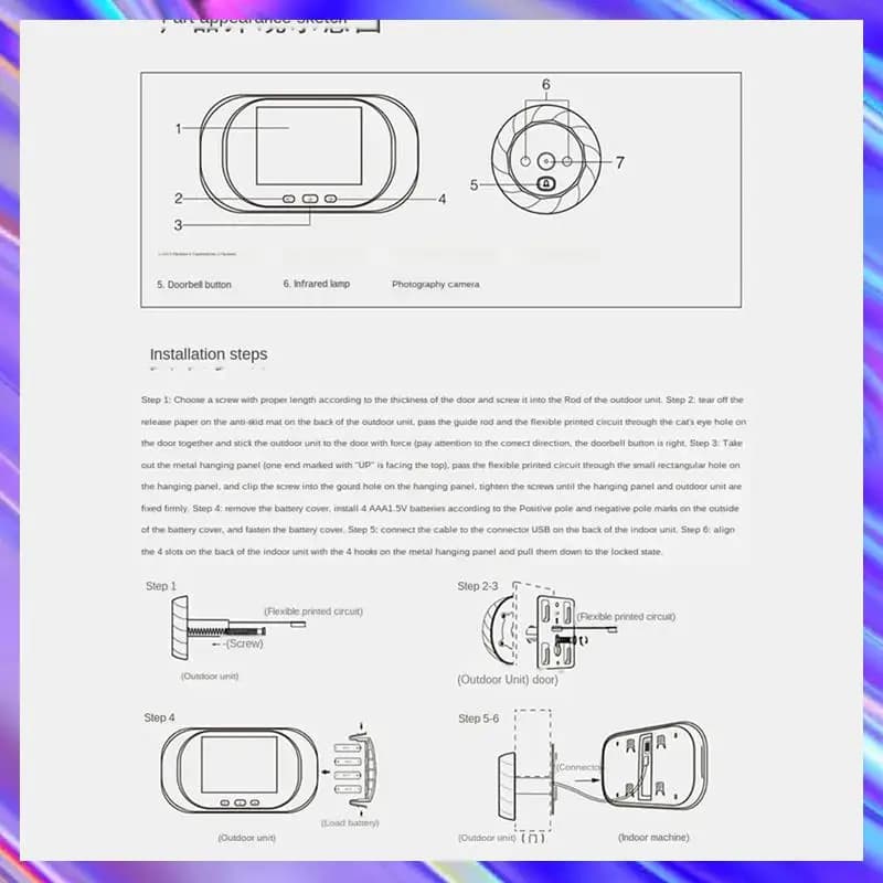 M09K Digitale LCD 2.8 Pollici Videocitofono Spioncino Visualizzatore Porta Occhio Telecamera di Monitoraggio Campanello da 90 Gradi Rilevazione di Movimento Occhio Durab