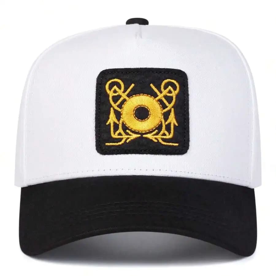 Men Two Tone Embroidered Anchor Baseball Cap Adjustable Outdoor Sun Protection Hat