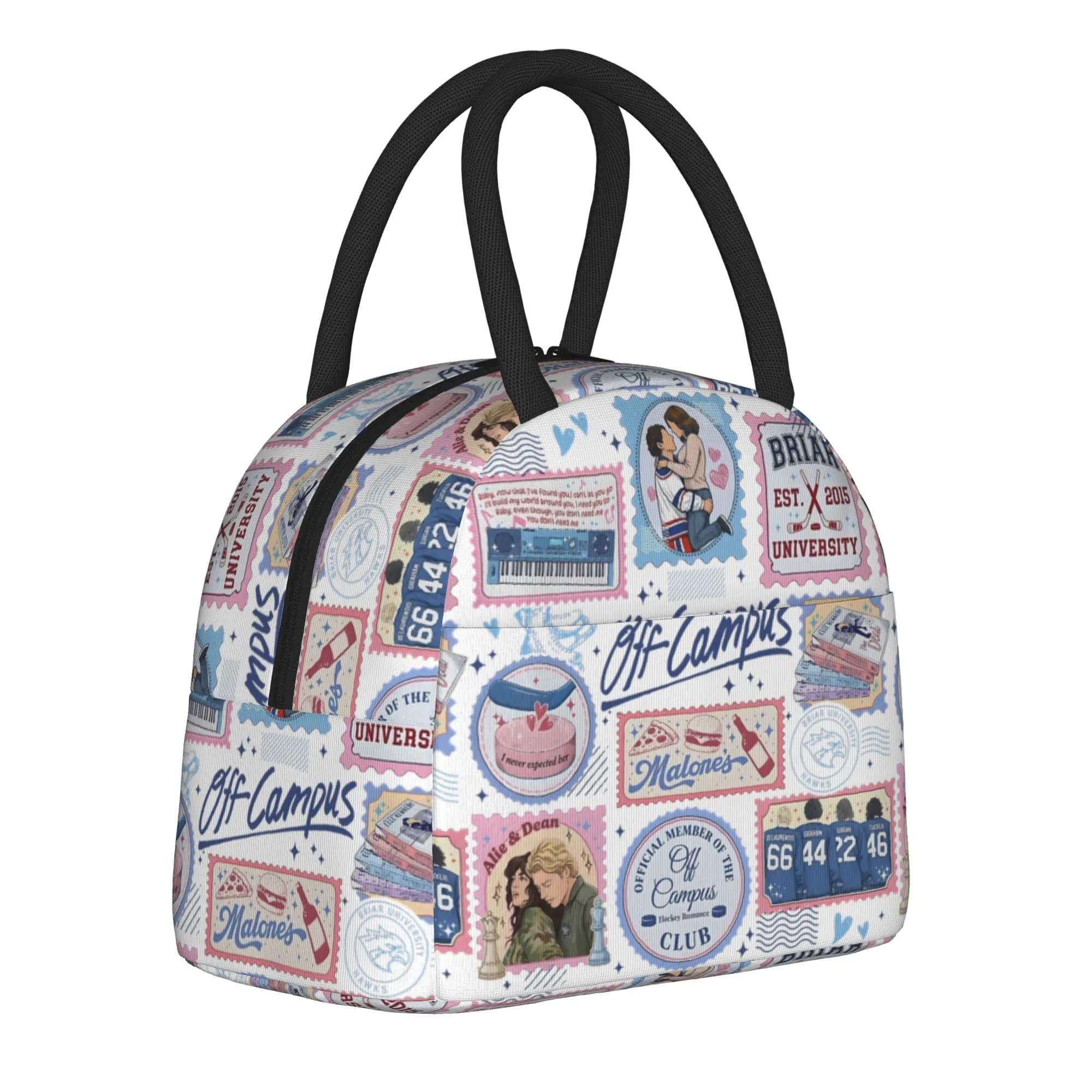 Off Campus Hockey Stamps Briar University Insulated Lunch Bags Thermal Bag Meal Container Portable Lunch Box Tote Men Women