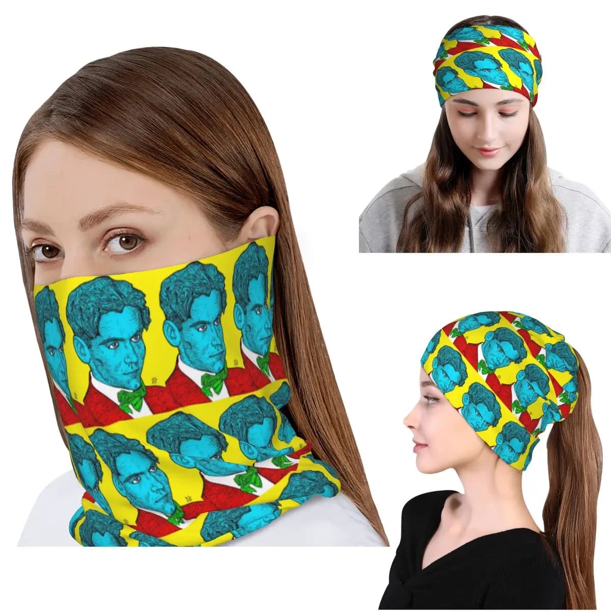 Federico Garcia Lorca Portrait 16 Bandana Sciarpa avvolgente per il collo Balaclava calda Cappello invernale unisex per adulti