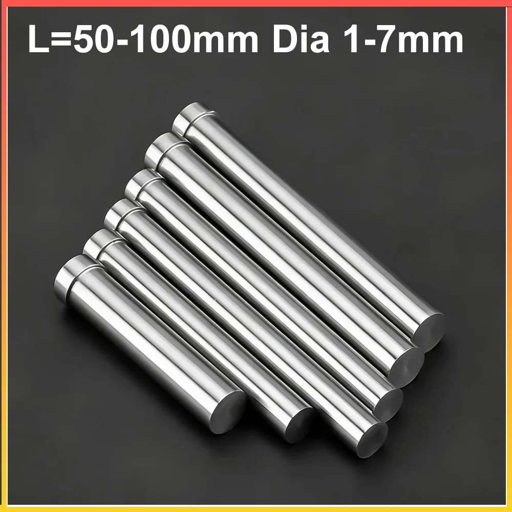 10Pcs T Mold Punch Pin SKD11 Dia 1-7mm Length 50-100mm Stainless Steel Stamping Mold Precision Punch Needle
