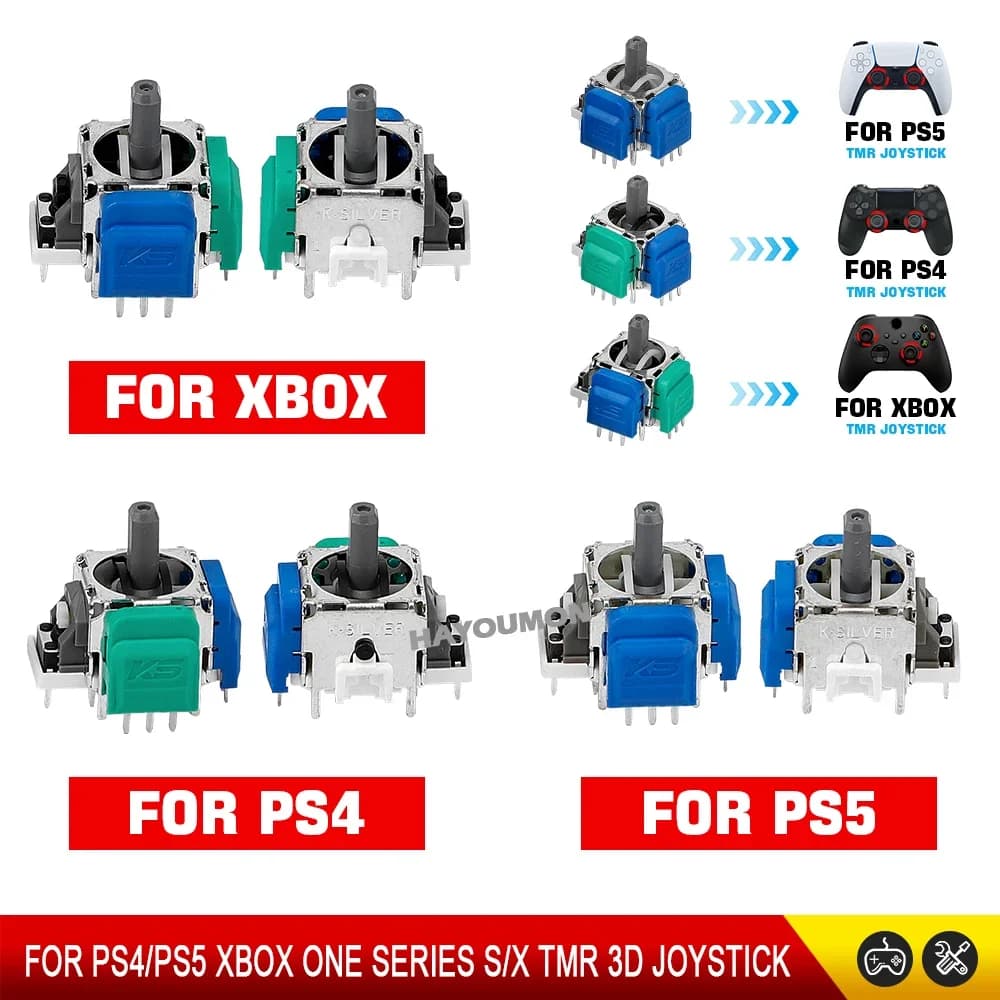 2/10 Pezzi Joystick K-Silver TMR per PS5 PS4 Xbox Series S X Xbox One, Thumbstick Analogico 3D di Ricambio Anti-Drift, Accessori per Giochi
