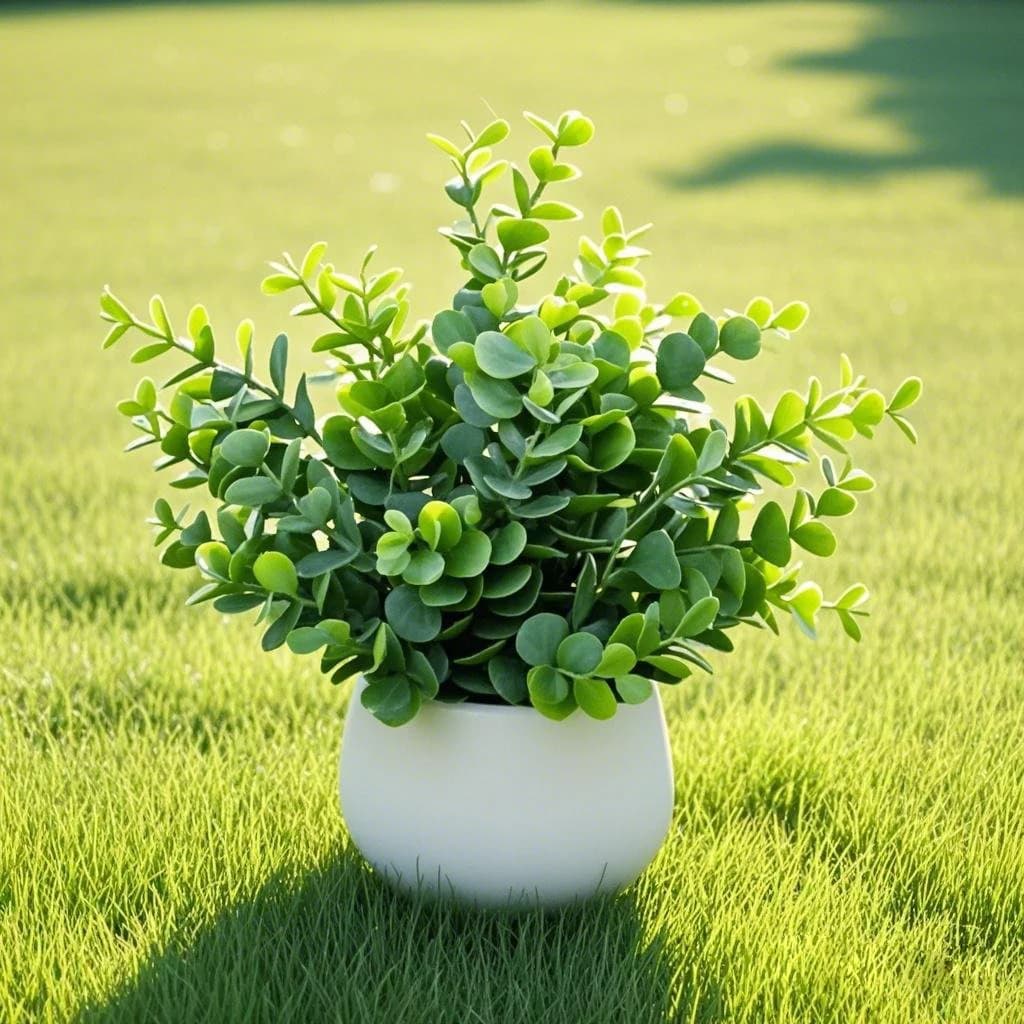 1 piece of simulated eucalyptus pot plants, fresh leaves combined with white, natural and elegant flower pots. Suitable for positioning