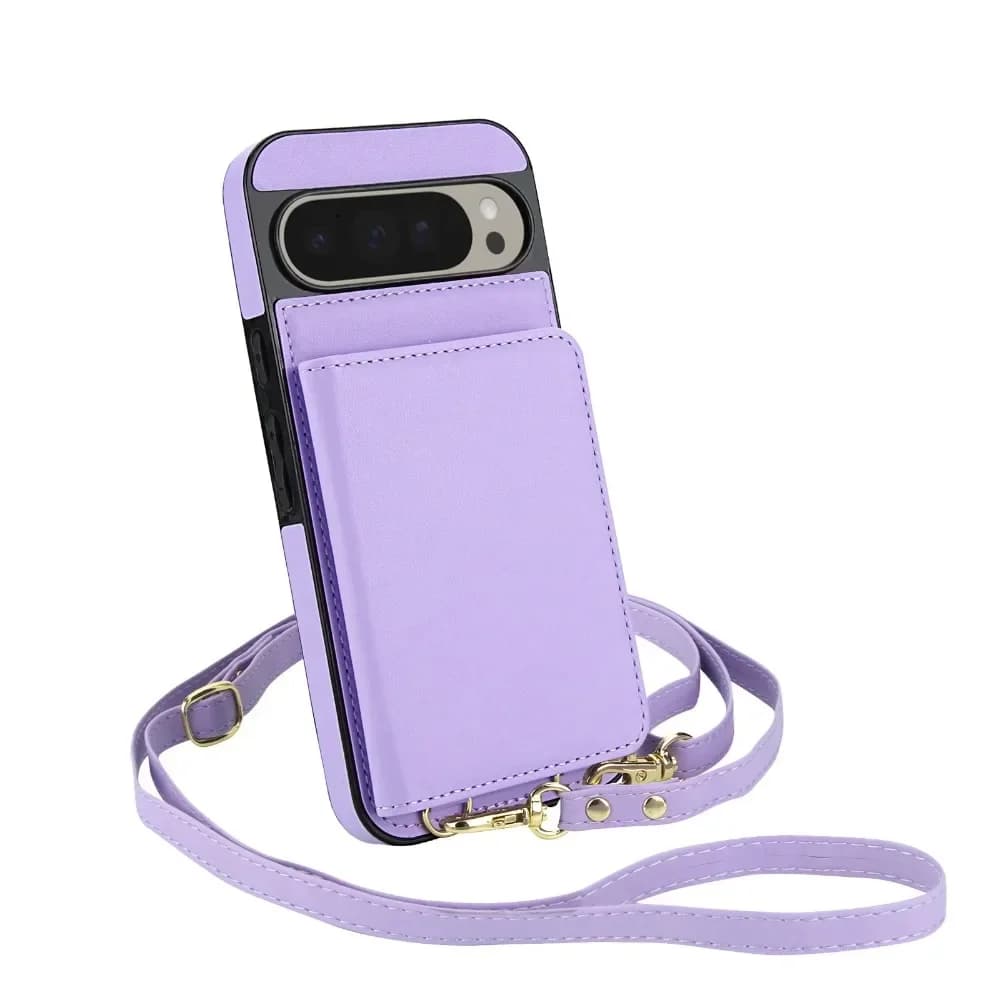 Portafoglio con cinturino da polso a tracolla con porta carte con blocco RFID Custodia per telefono per Google Pixel 9 Pro XL 9a 8a Regola la copertura del cordino