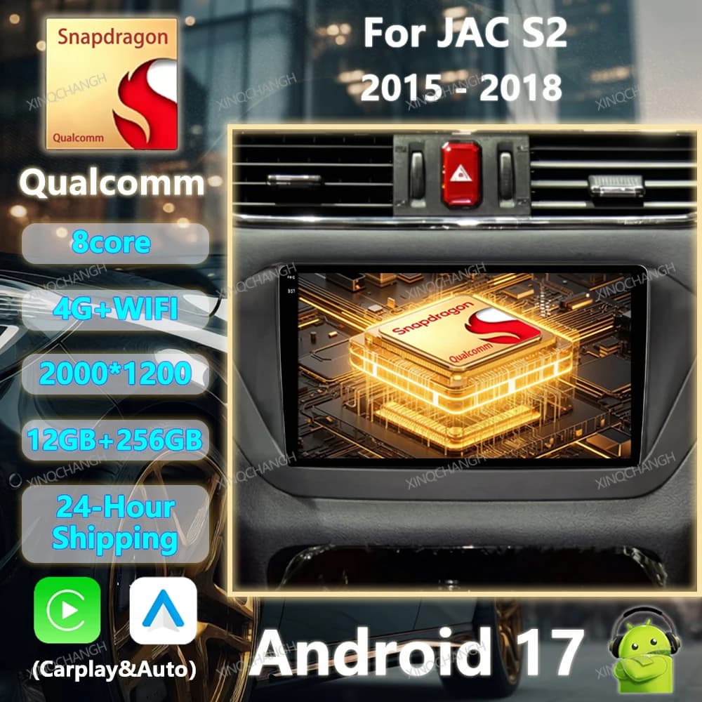 Android 17 Car Radio For JAC S2 2015 2016 2017 2018 Multimedia Video Player QLED 2DIN 4G LTE 5G WIFI Head Unit GPS Carplay Auto