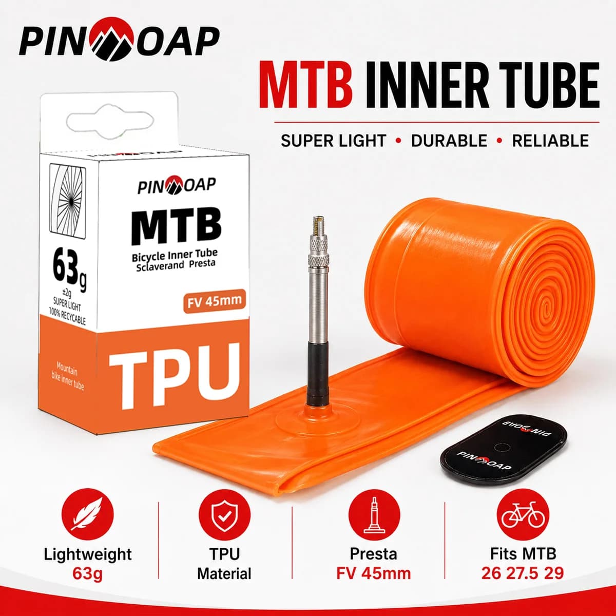 PINMOAP Mtb Inner Tube Mountain Bike Bicycle Tire Tube Lightweight Replacement Tube For Trail Off Road Riding CyclingAccessories