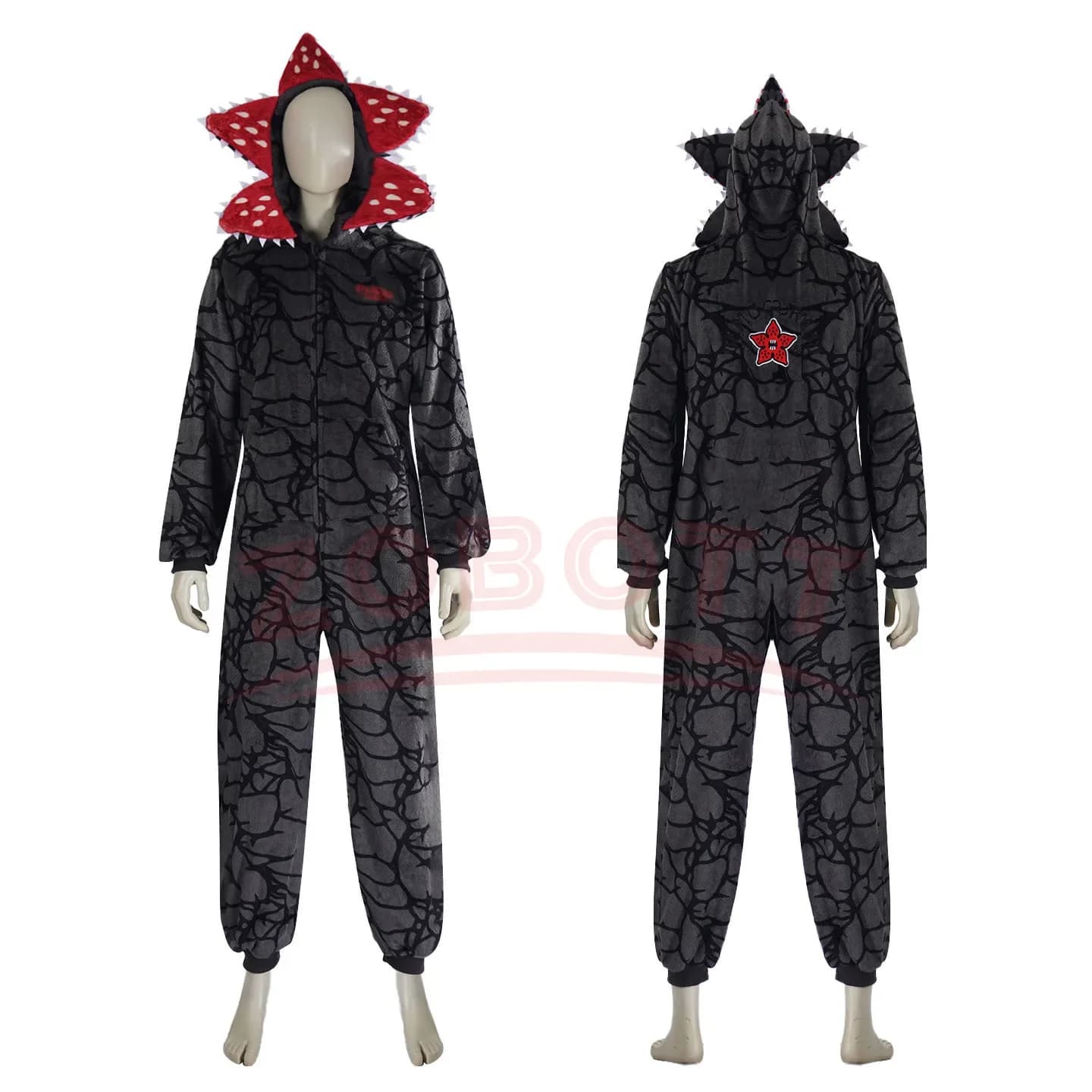 Pigiama natalizio Stranger con design vegetale Demogorgon - Tutina per adulti con accogliente tessuto di flanella per feste natalizie, soffice tuta