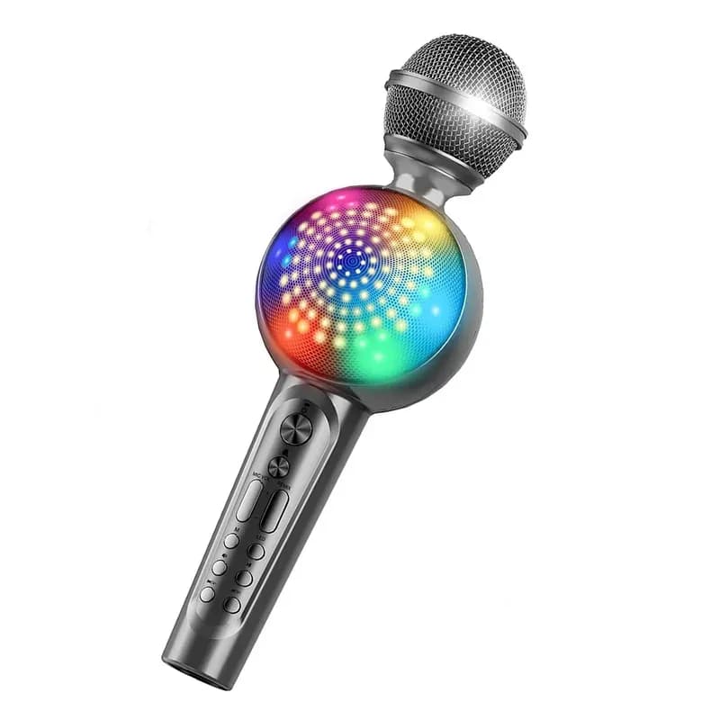 Microfono karaoke Bluetooth per telefono Altoparlante portatile wireless con microfono portatile con macchina per canto con suono magico a luce LED