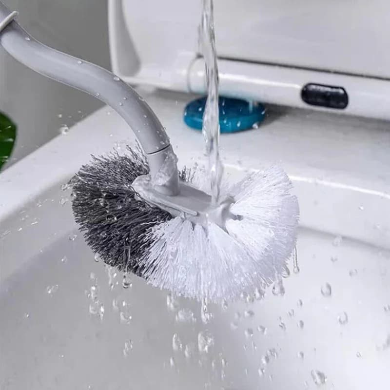 Scopino per WC con manico lungo curvo in plastica per WC Spazzola per pulizia WC creativa Nessun angolo morto Spazzola per pulizia WC a setole morbide