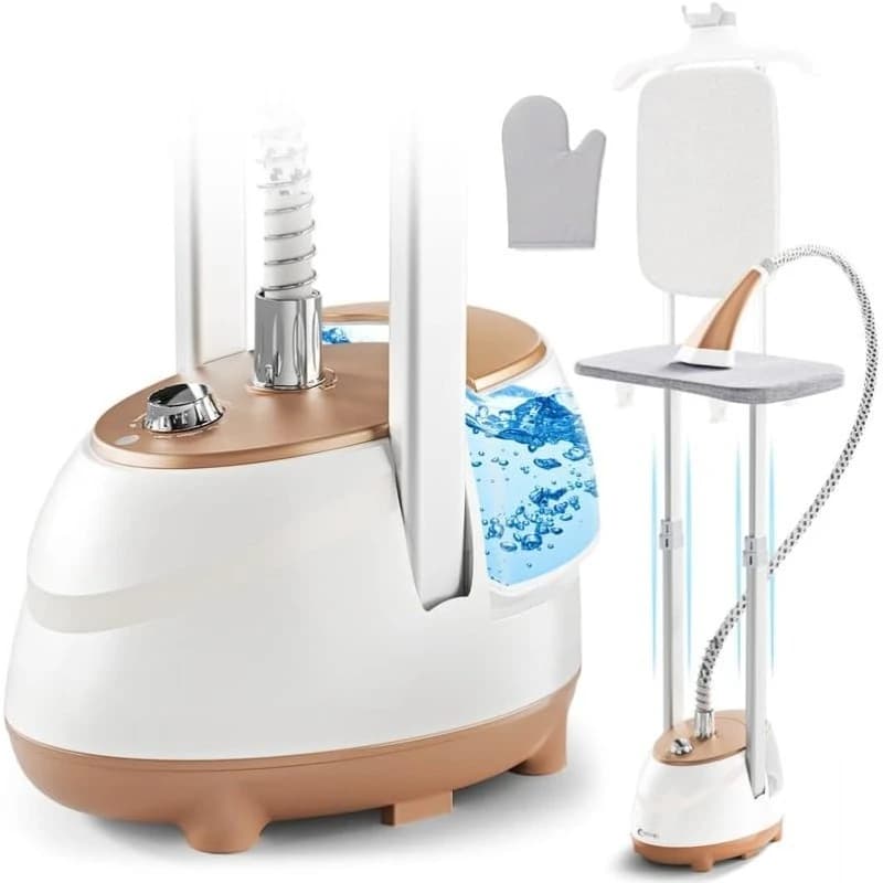 Piroscafo per vestiti, Piroscafo per indumenti da terra da 1800 W con doppia asta regolabile, Stiratura piatta e sospesa, Vaporizzatori per vestiti