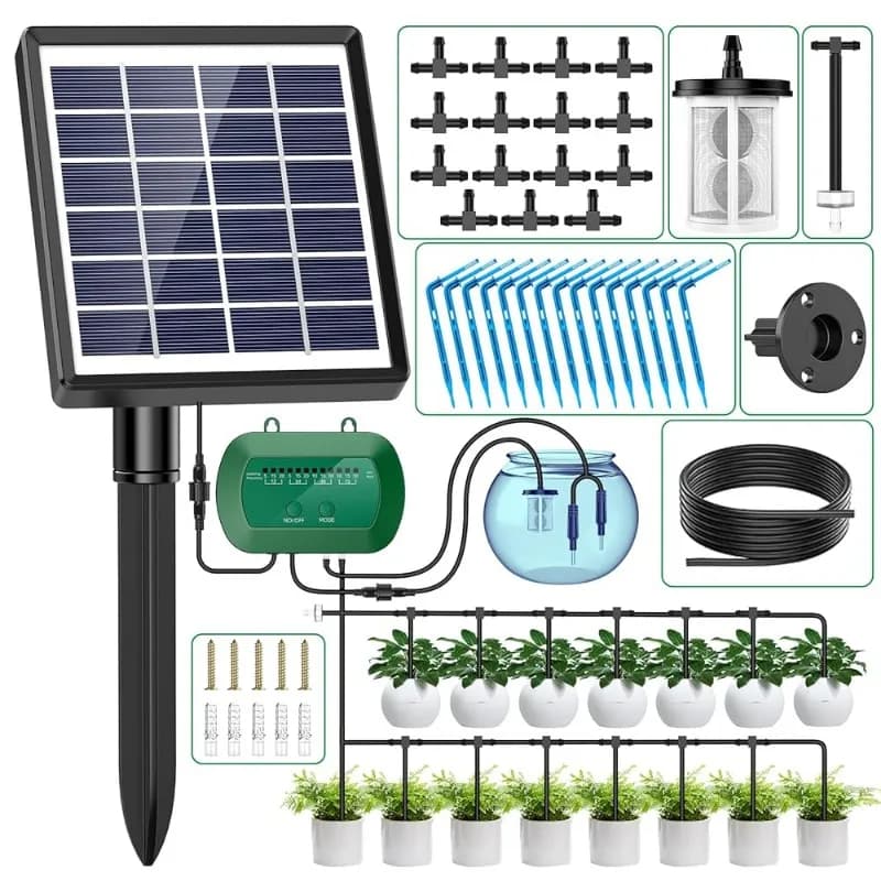 6V 2W intelligent solar watering kit with 1800mAh built-in battery for potted plant irrigation