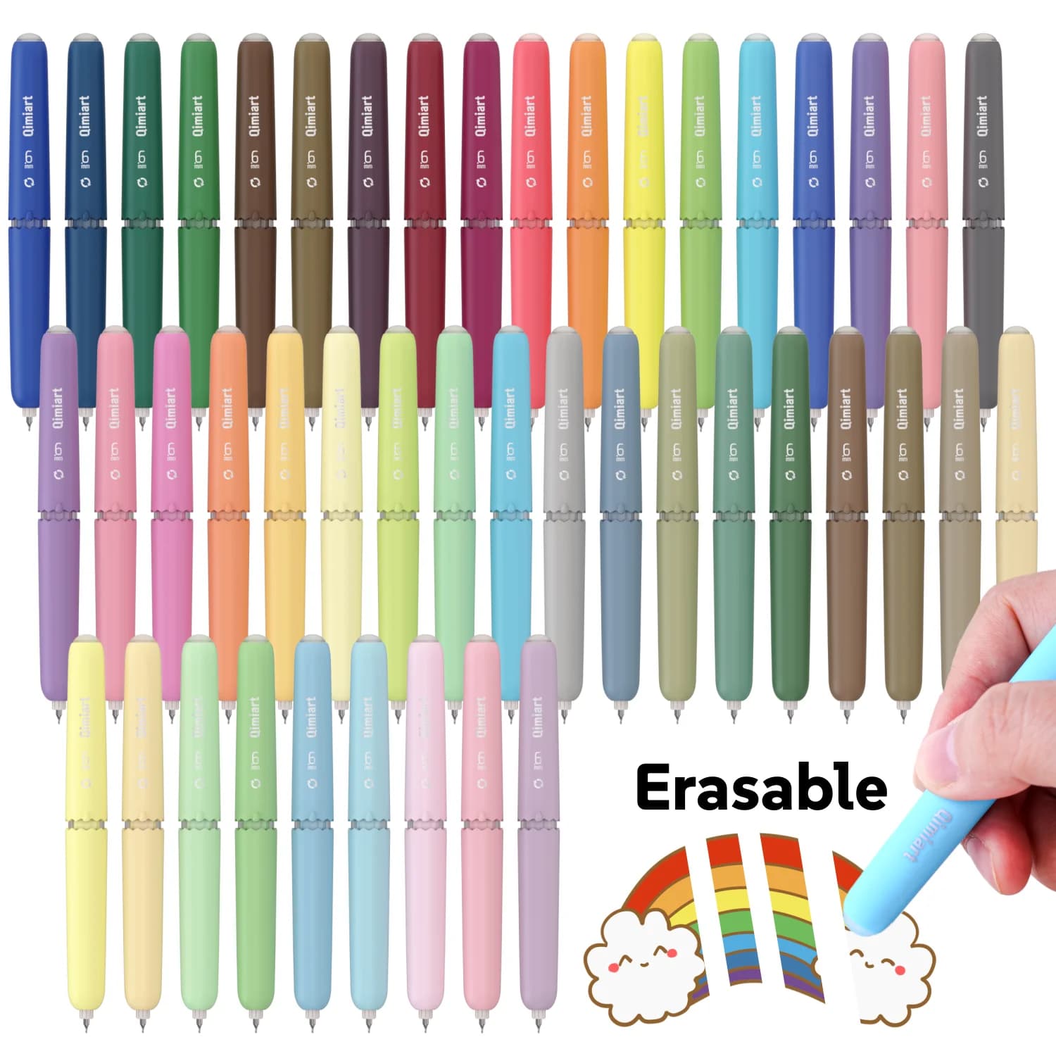 Penne gel cancellabili a 9/45 colori, punta fine retrattile rotante, selezione di colori vivaci, grazioso design a guscio d'uovo, cancelleria con inchiostro cancellabile