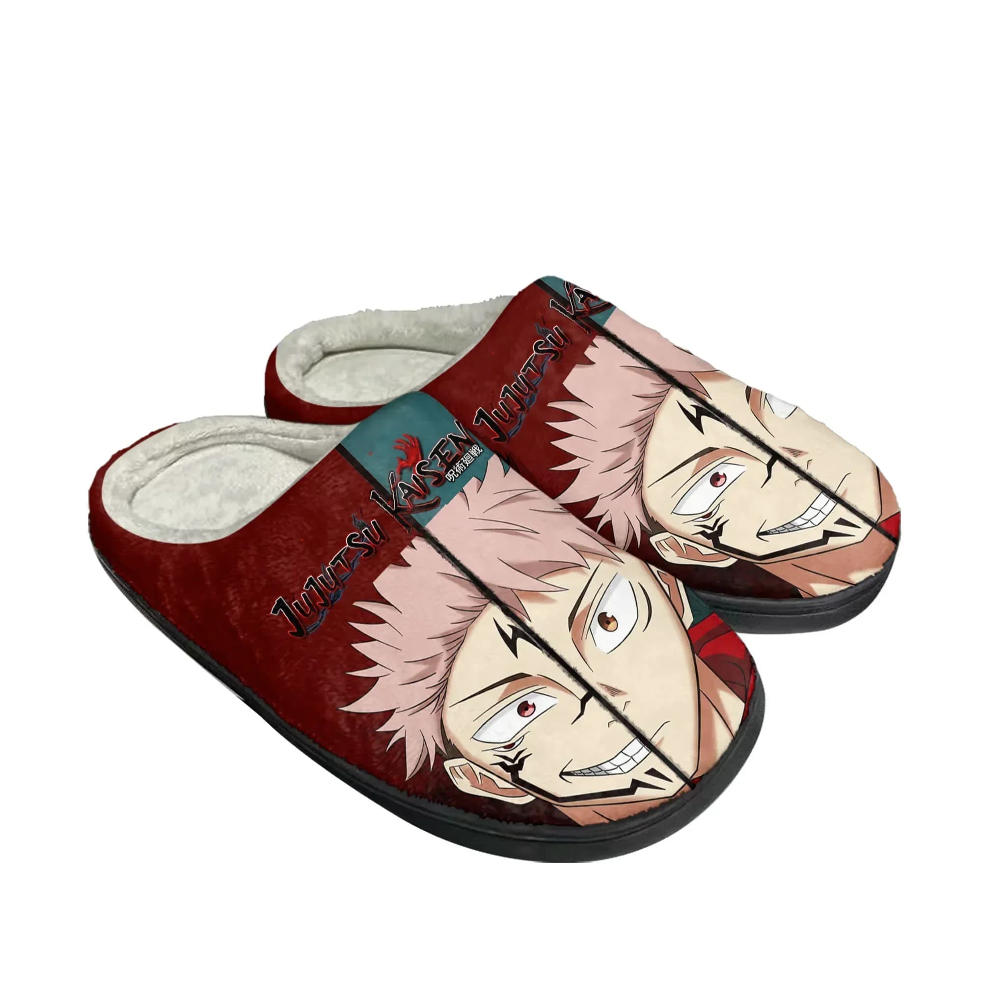 Custom Flannel Slippers Jujutsu Kaisen Itadori Yuji Sukuna Plush Indoor Warm Adult Unisex