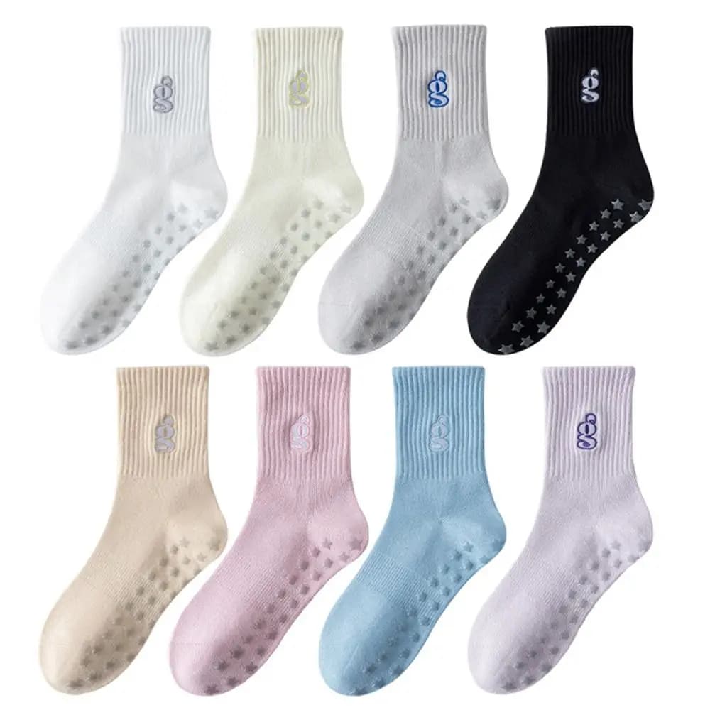Cotton Pilates Socks for Women Breathable High-elastic Professional Yoga Socks Sweat-absorbent Embroidery Floor Socks