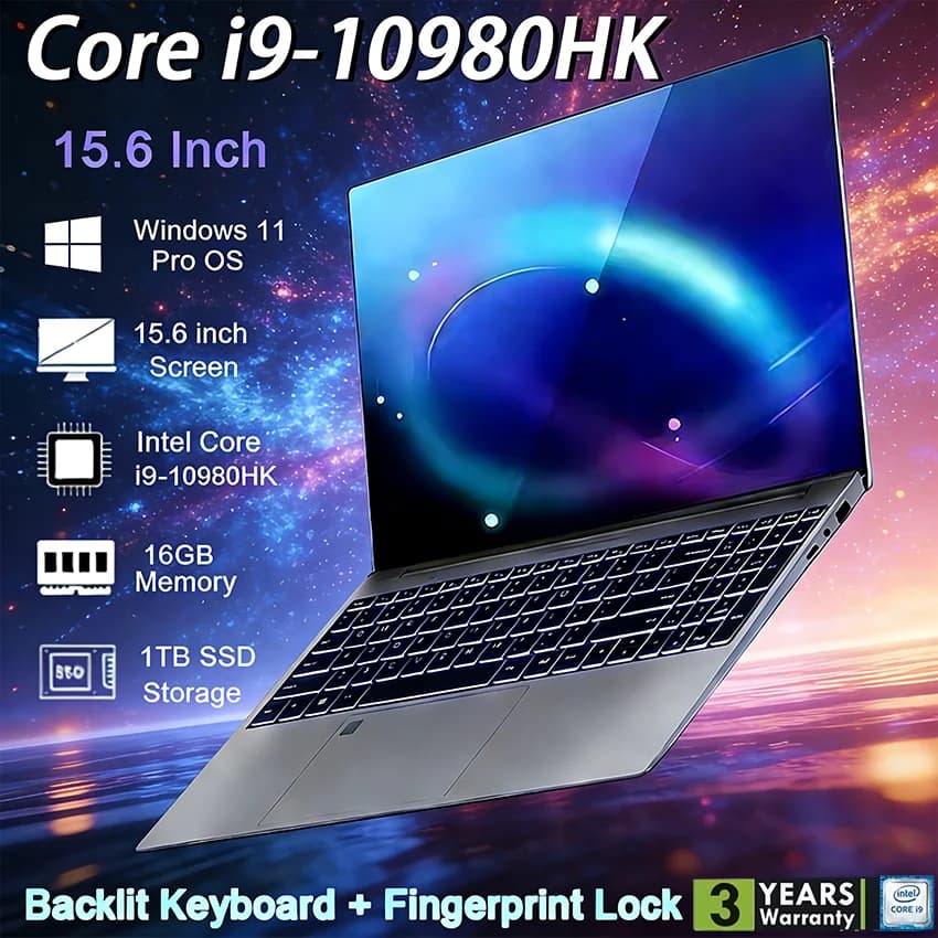 Nuovo computer portatile con Windows 11 Pro, schermo da 15.6 pollici, processore Intel CORE i9-10980HK, 16GB di RAM, 1/2TB di memoria, risoluzione 1920*1080, ideale per ufficio e gaming.