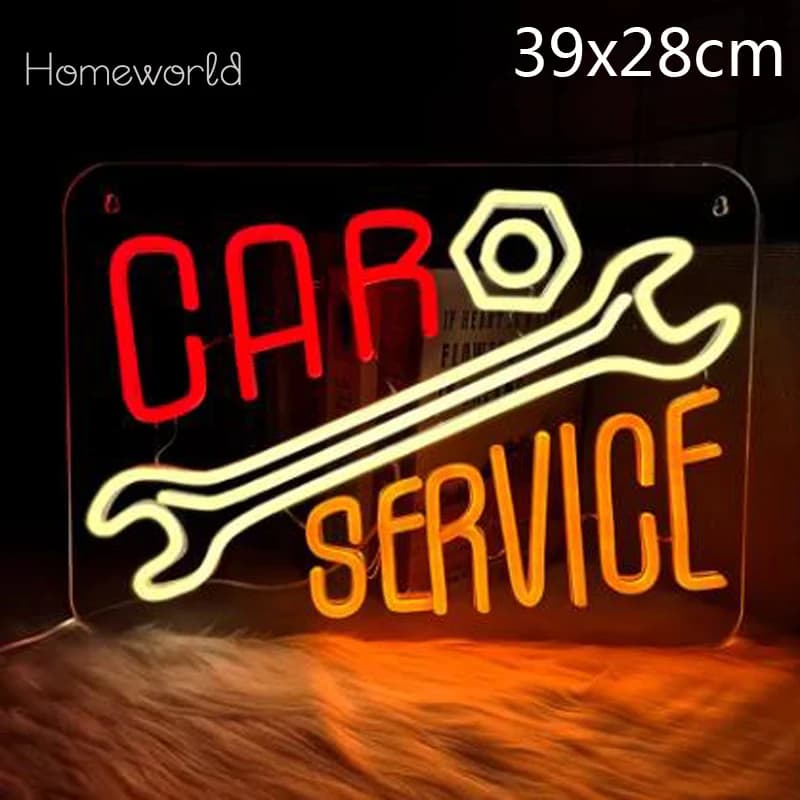 Insegna al neon per servizio auto Icona chiave a LED bianca calda utilizzata per negozi di riparazione auto Negozi di ricambi auto Garage Bar Man Club Decor