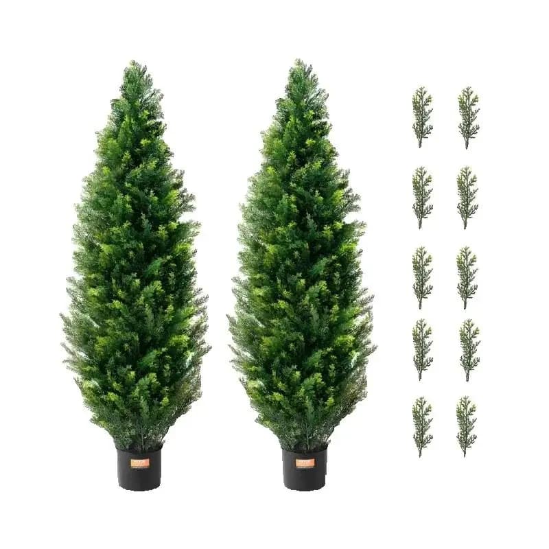 SucceBuy Albero Topiario di Cedro Artificiale Evergreen Pino Falso Cipresso Pianta Verde Artificiale Set per la Decorazione Domestica All'aperto