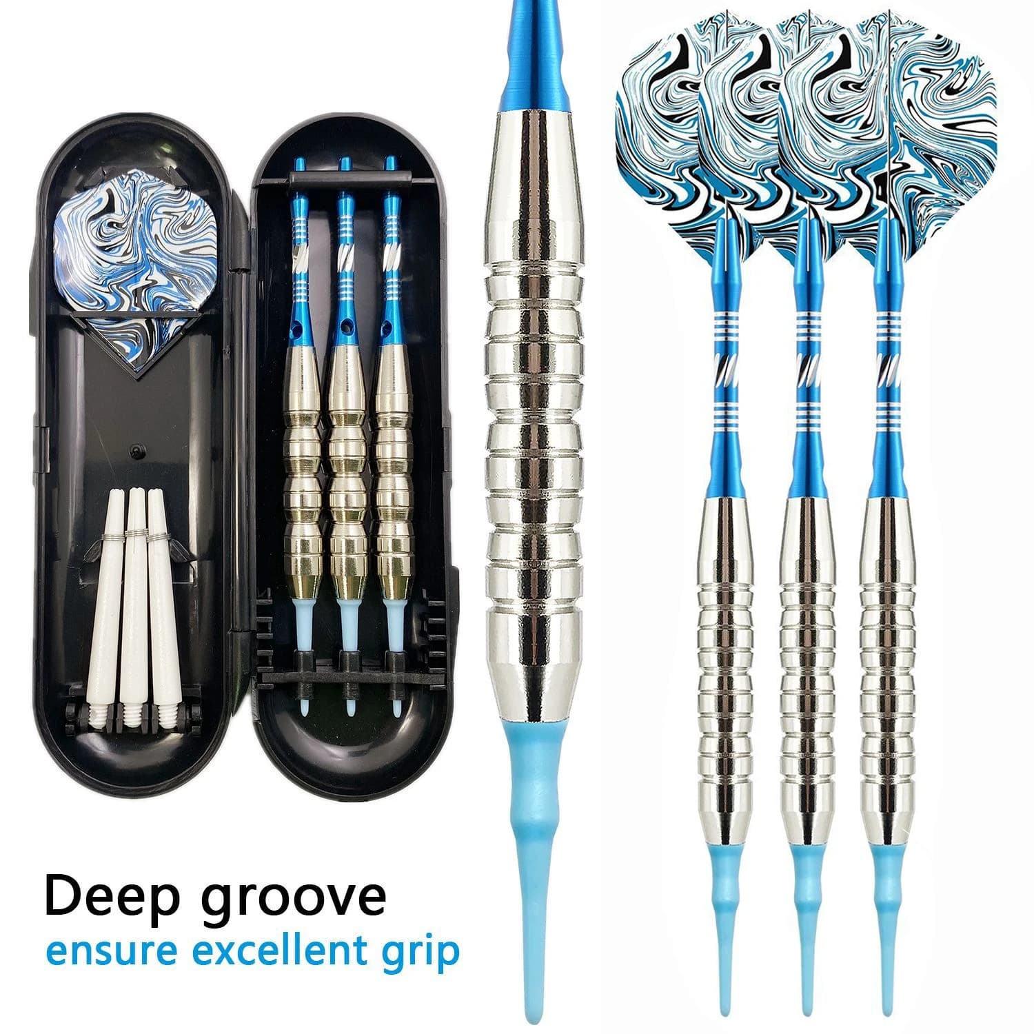 Set di 3 freccette con punta morbida da 21 g, set di freccette professionali da competizione per sport indoor e giochi con freccette elettroniche, per uso in allenamento.